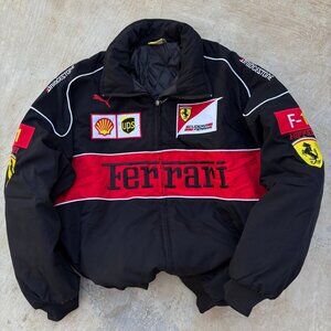 Vintage Ferrari Formula 1 Embroidered Racing Bomber Jacket